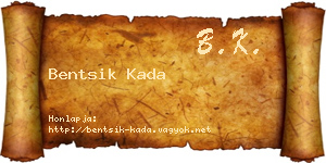 Bentsik Kada névjegykártya